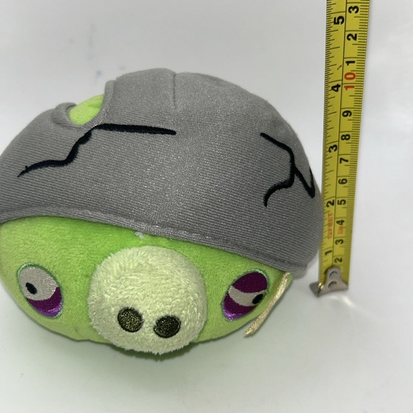Angry Birds Corporal Pig Cracked Helmet Plush 5 Inch Green Bad Piggies No Sound - Picture 10 of 10